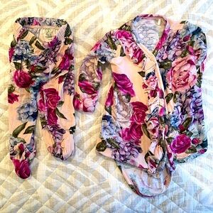 Posh peanut bodysuit (kimono style) & pant set (footie)